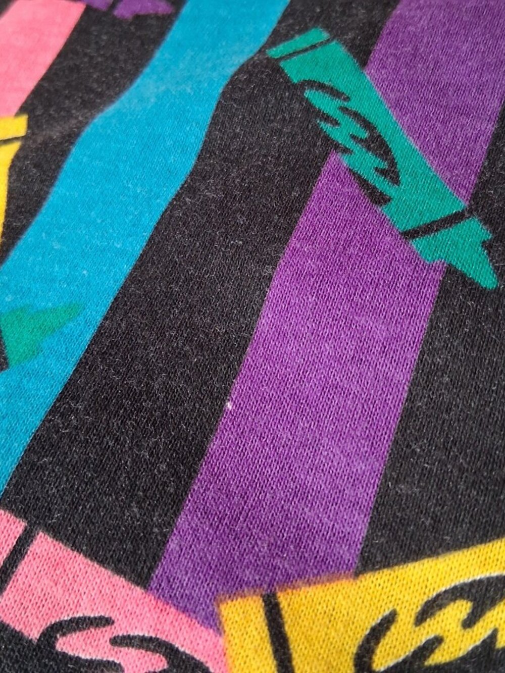 Vintage 90s Crayon Stripe Sewing Fabric Material Knit Stutz Horowitz Sew 55x61" - Picture 14 of 16